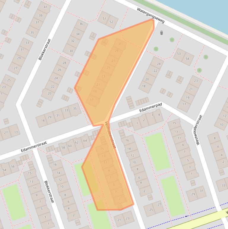 Kaart van postcodegebied 1023VE.