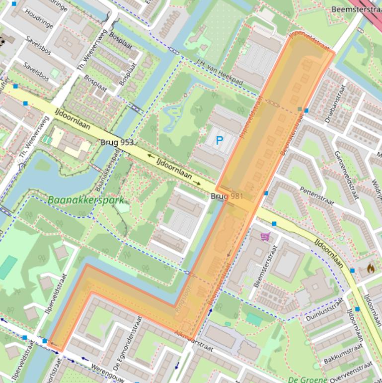 Kaart van postcodegebied 1024BE.