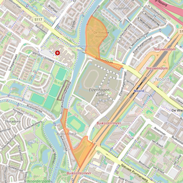 Kaart van postcodegebied 1025WH.