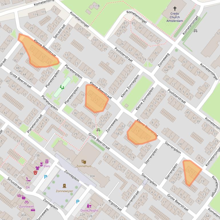 Kaart van postcodegebied 1033CP.