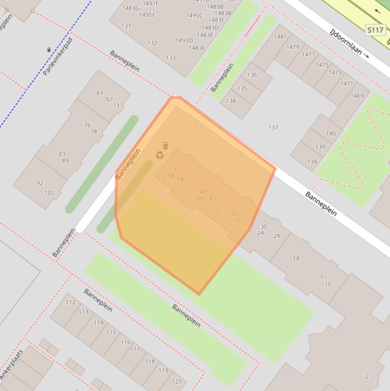 Kaart van postcodegebied 1034DL.