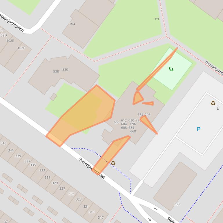 Kaart van postcodegebied 1034GG.