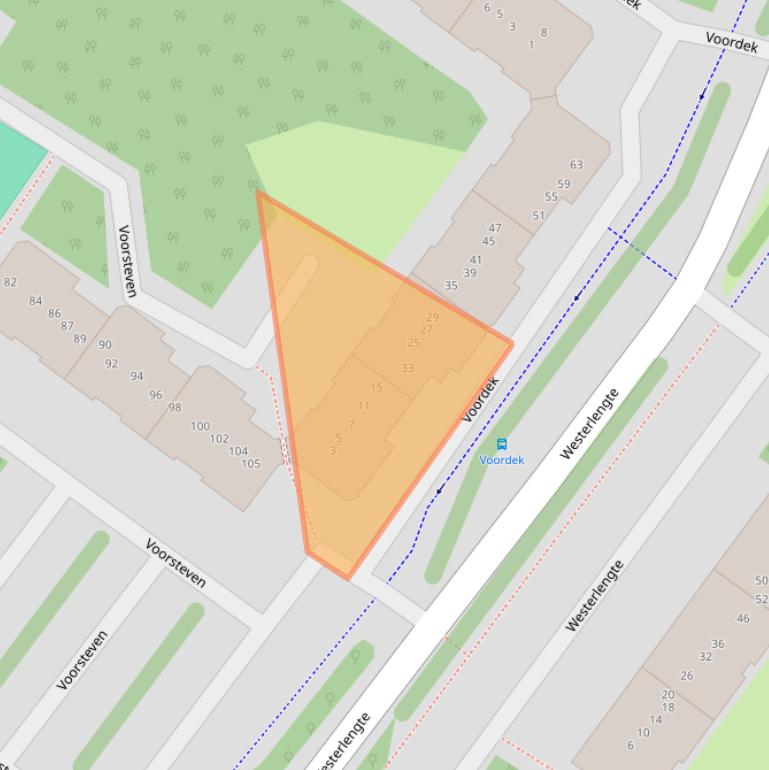 Kaart van postcodegebied 1034SW.