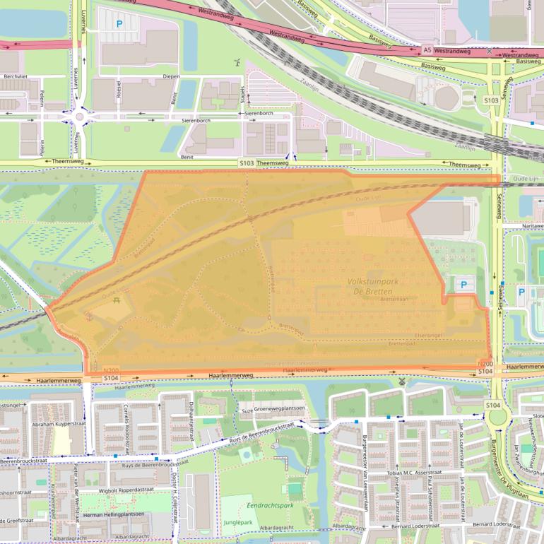 Kaart van postcodegebied 1043BH.