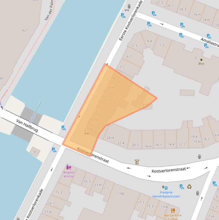 Kaart van postcodegebied 1052EM.