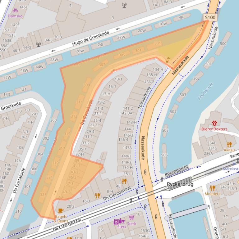 Kaart van postcodegebied 1052SH.