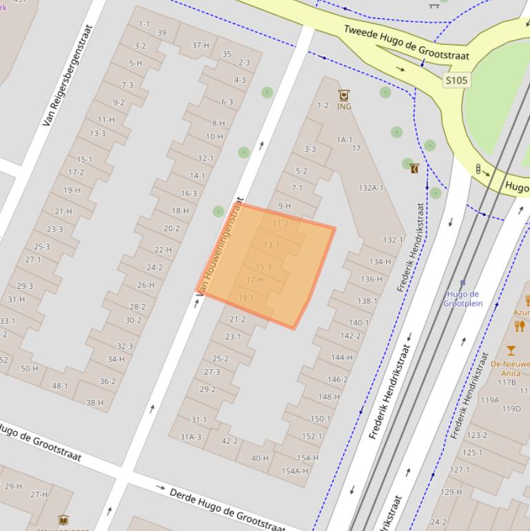 Kaart van postcodegebied 1052TC.