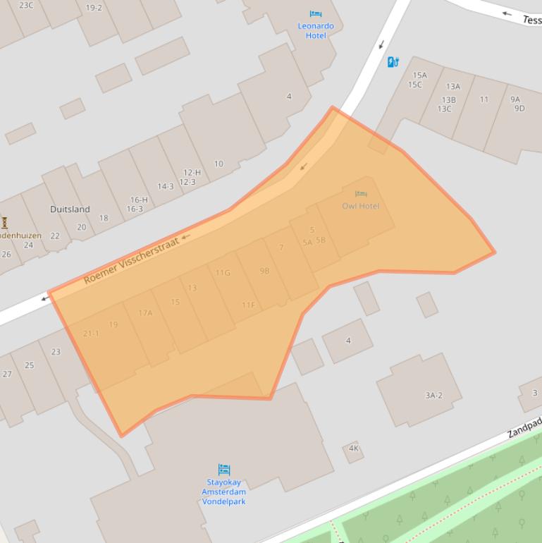 Kaart van postcodegebied 1054EV.