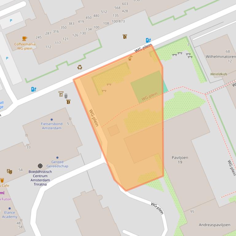 Kaart van postcodegebied 1054RB.