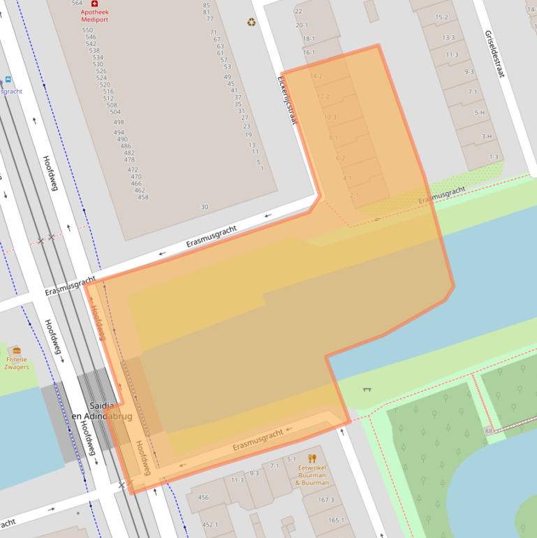Kaart van postcodegebied 1055AM.
