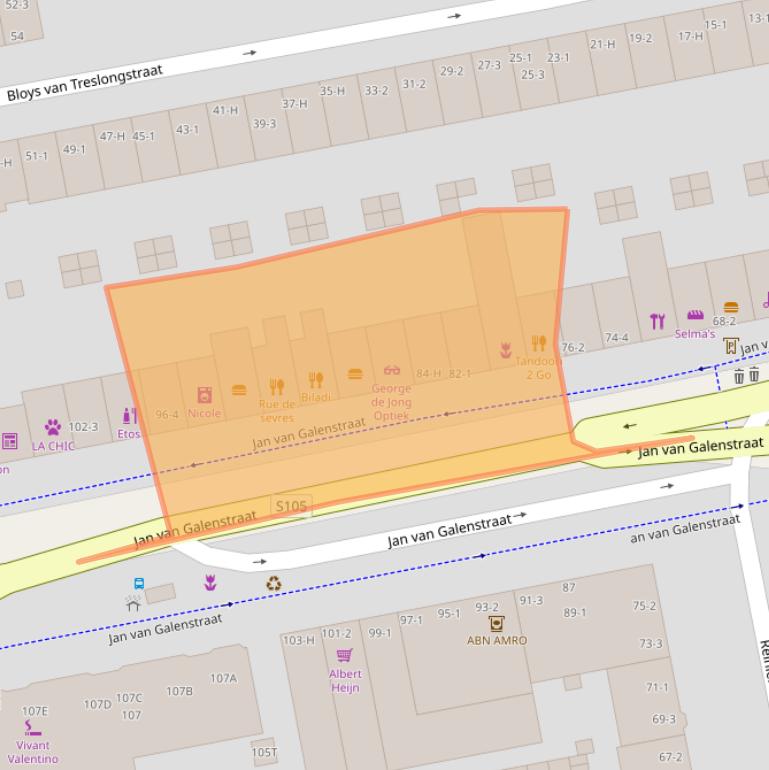 Kaart van postcodegebied 1056CD.