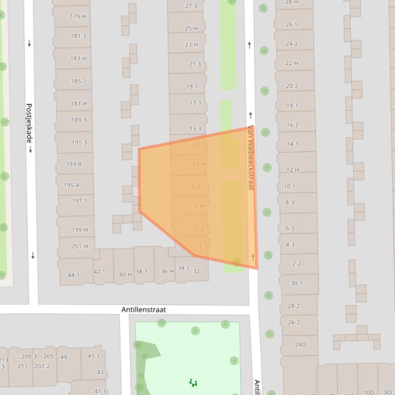 Kaart van postcodegebied 1058CE.