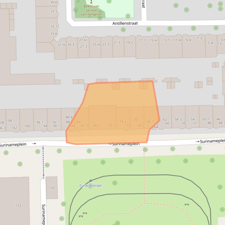 Kaart van postcodegebied 1058GT.