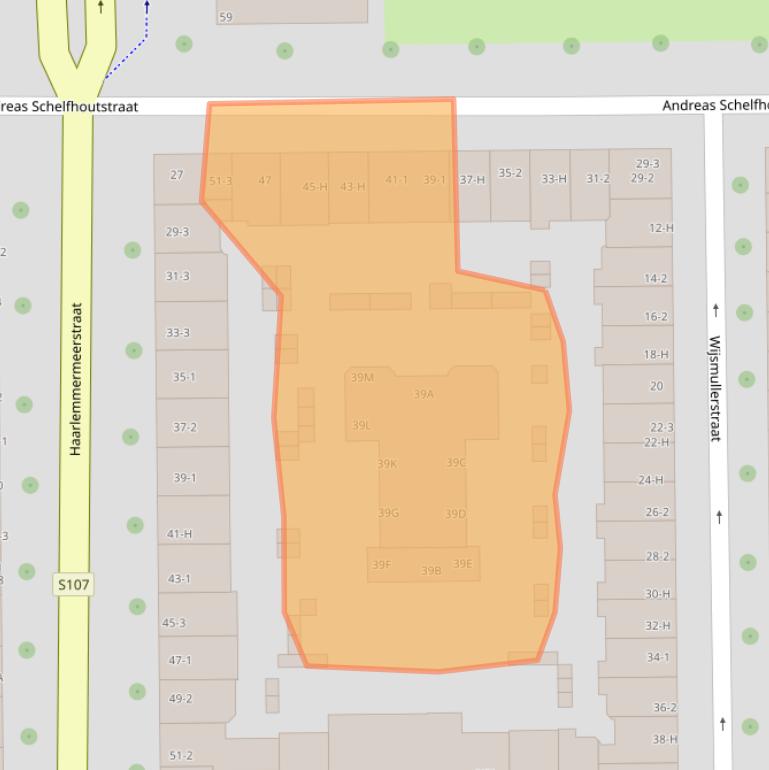 Kaart van postcodegebied 1058HS.