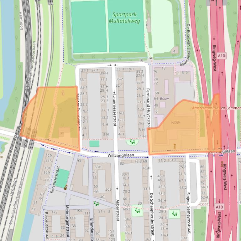 Kaart van postcodegebied 1061HC.
