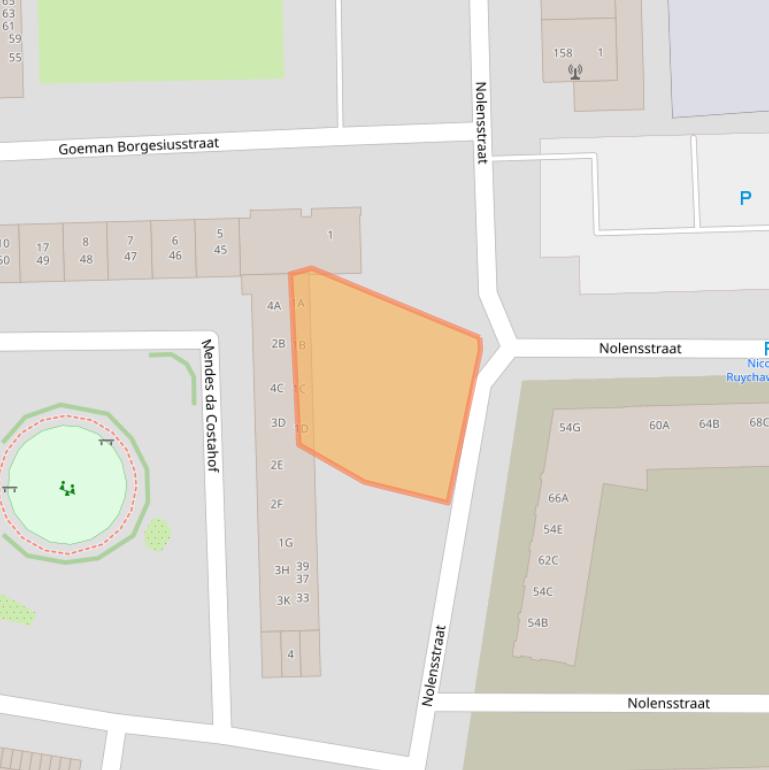 Kaart van postcodegebied 1067JW.