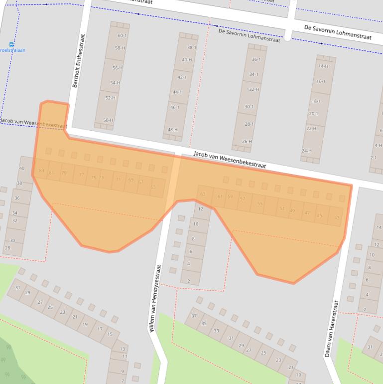 Kaart van postcodegebied 1067PD.