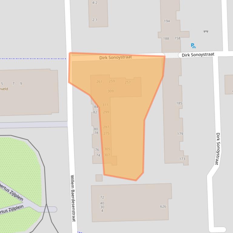 Kaart van postcodegebied 1067ZA.