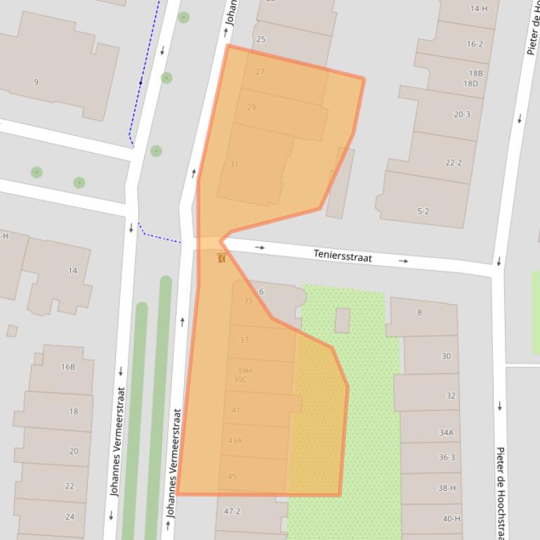 Kaart van postcodegebied 1071DL.