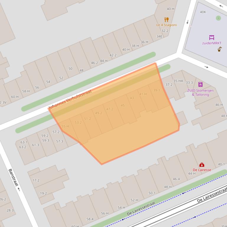 Kaart van postcodegebied 1071MS.