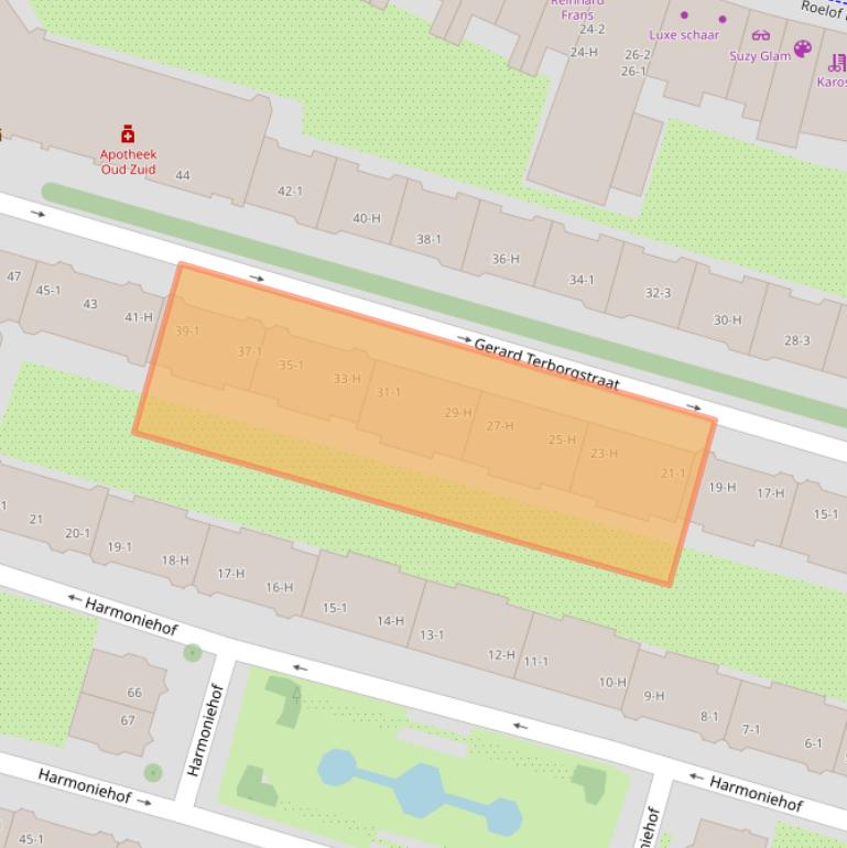 Kaart van postcodegebied 1071TK.