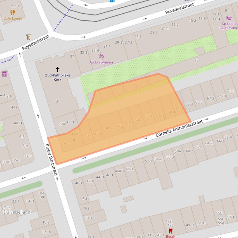 Kaart van postcodegebied 1071VR.