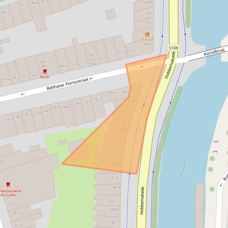 Kaart van postcodegebied 1071XN.