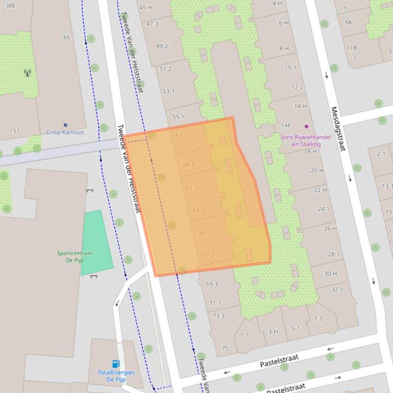 Kaart van postcodegebied 1073AK.