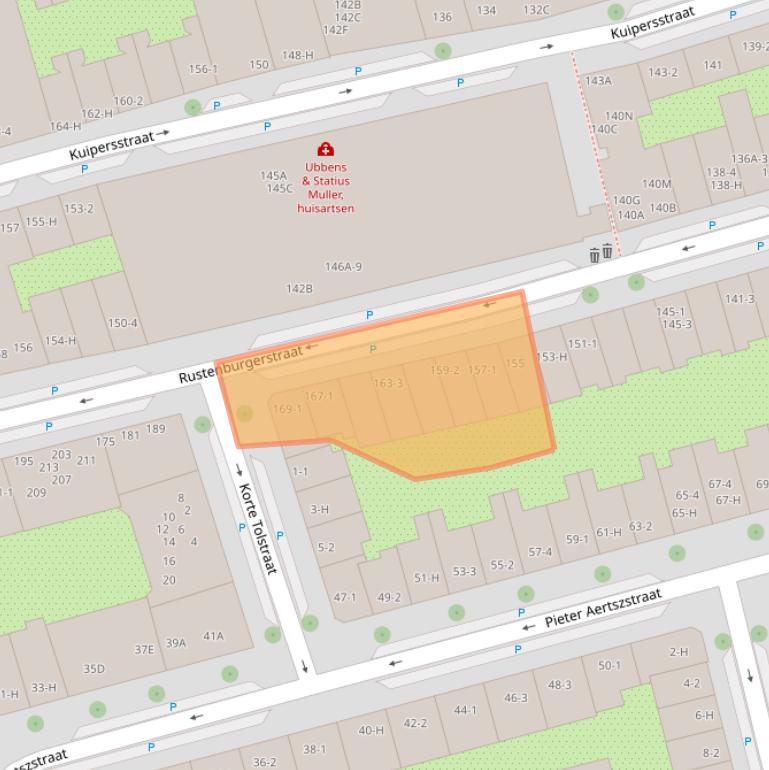 Kaart van postcodegebied 1073EZ.