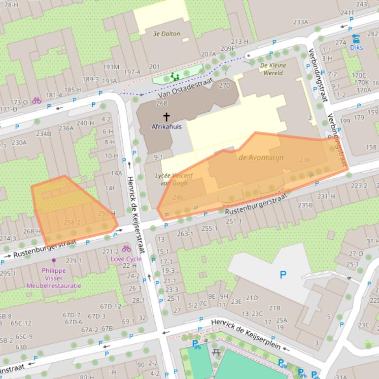 Kaart van postcodegebied 1073GK.