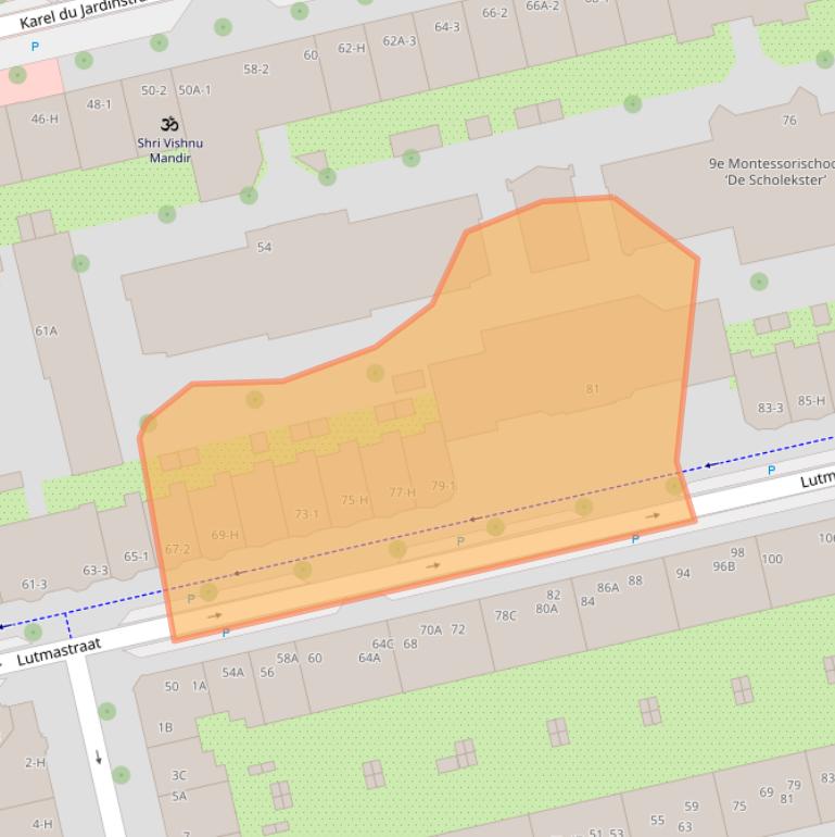 Kaart van postcodegebied 1073GP.
