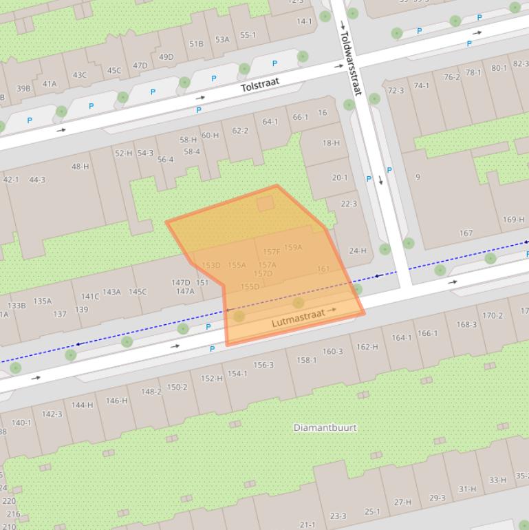 Kaart van postcodegebied 1073GW.