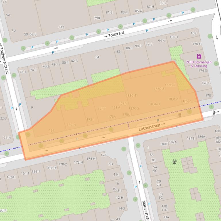 Kaart van postcodegebied 1073GX.