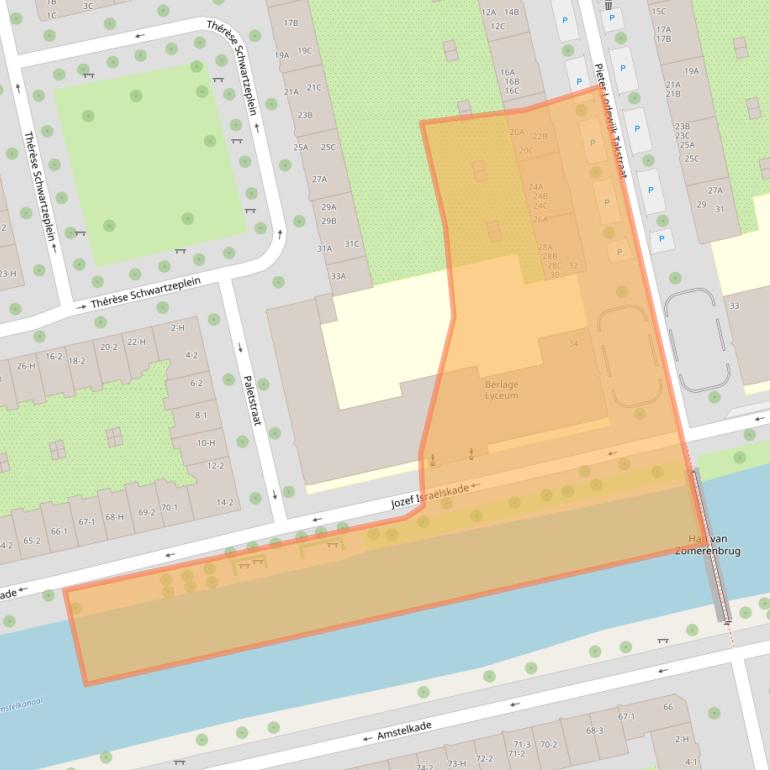 Kaart van postcodegebied 1073KL.