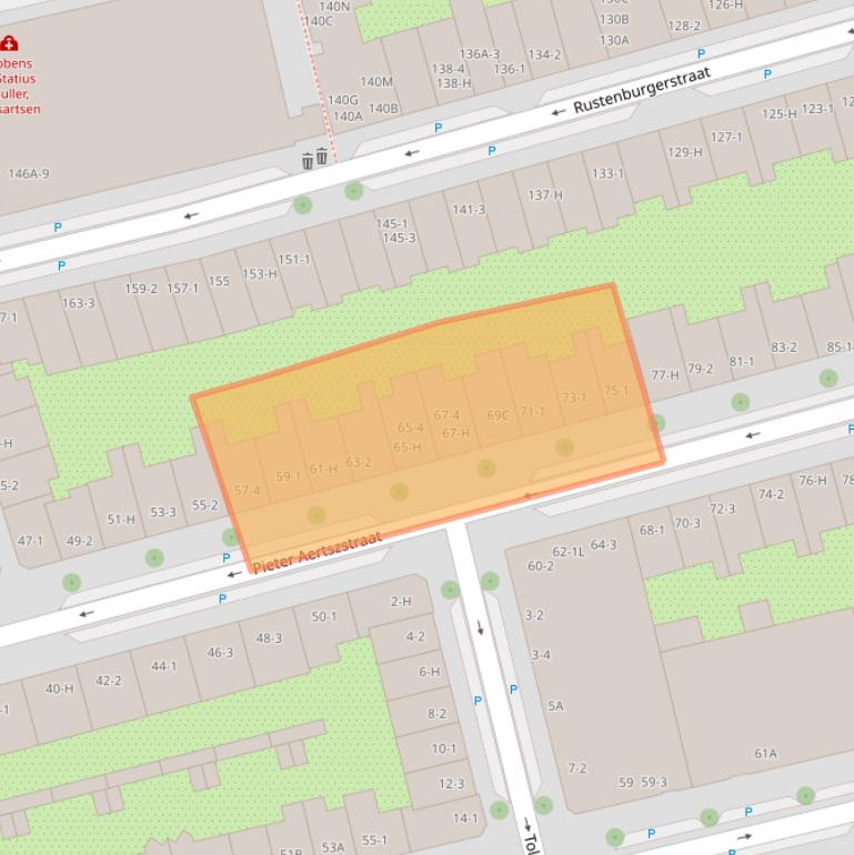 Kaart van postcodegebied 1073SK.