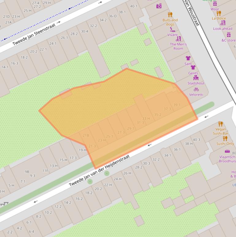 Kaart van postcodegebied 1073VG.