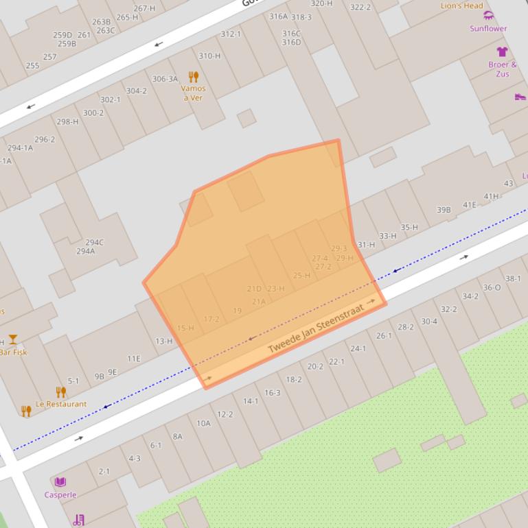 Kaart van postcodegebied 1073VL.