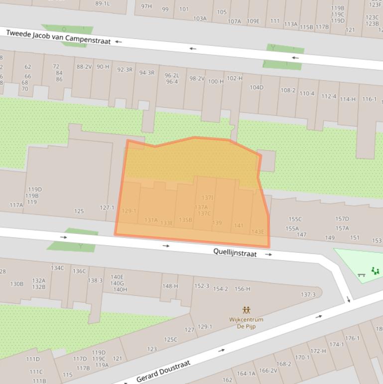 Kaart van postcodegebied 1073XJ.