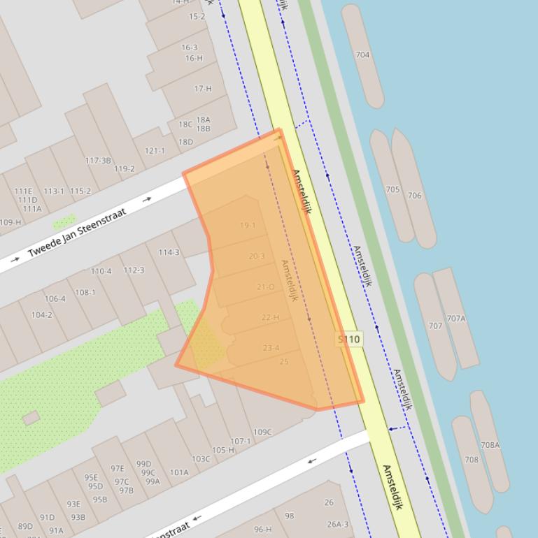 Kaart van postcodegebied 1074HS.