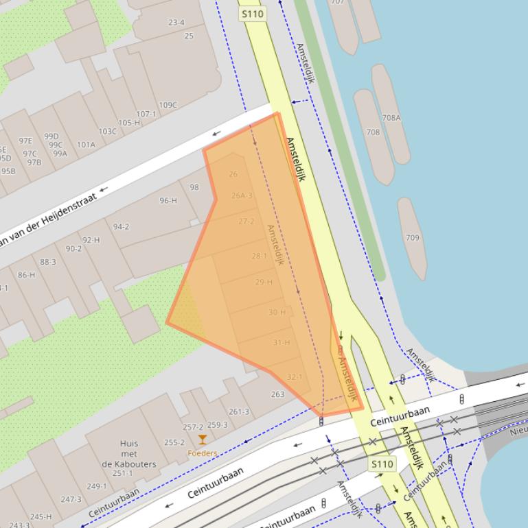 Kaart van postcodegebied 1074HT.