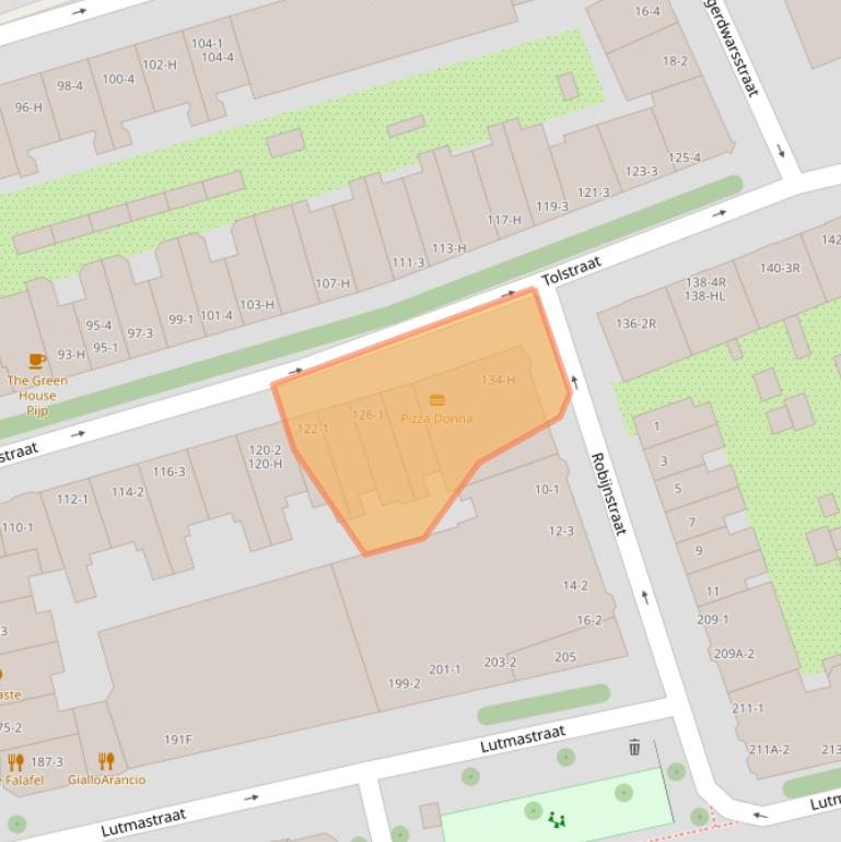 Kaart van postcodegebied 1074VL.