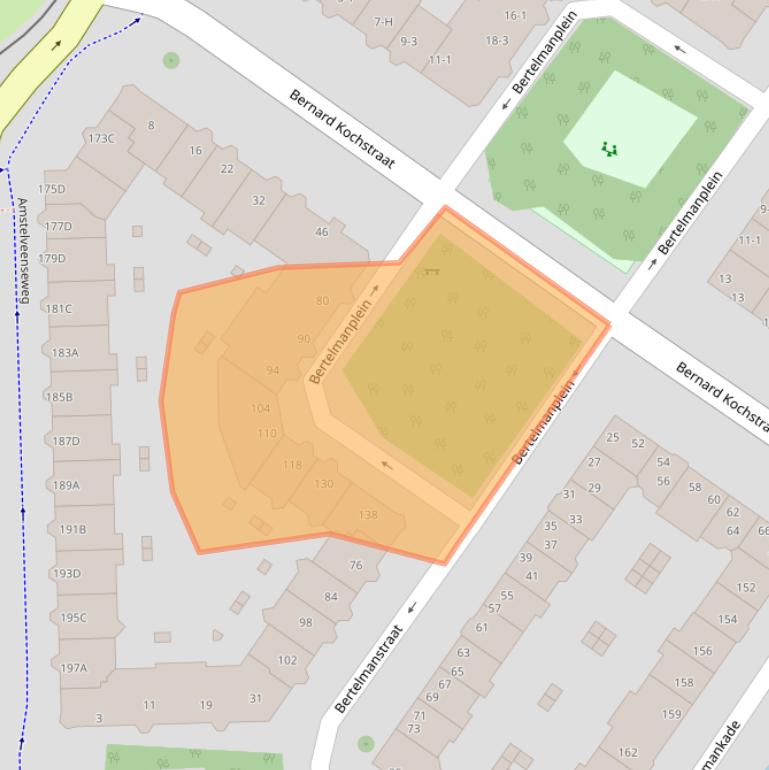 Kaart van postcodegebied 1075LS.