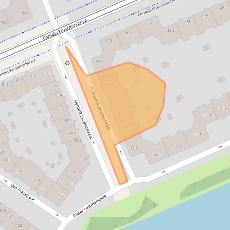 Kaart van postcodegebied 1075PC.