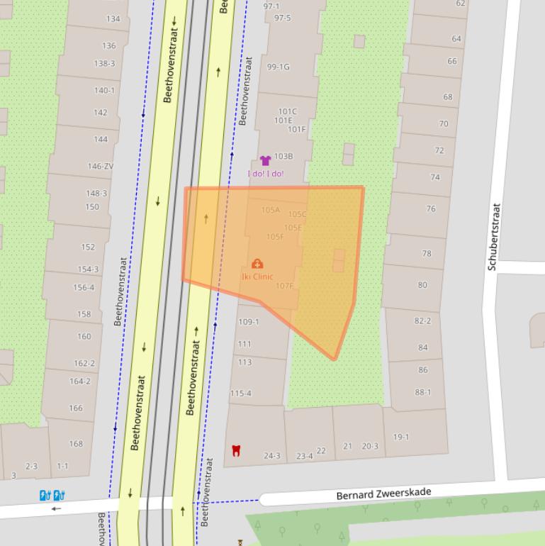 Kaart van postcodegebied 1077HX.