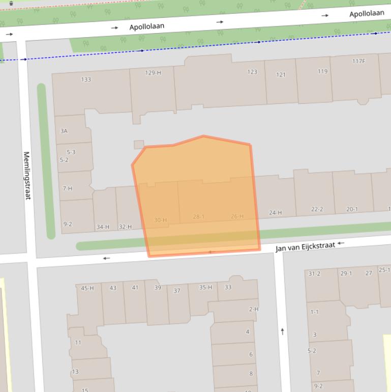 Kaart van postcodegebied 1077LM.