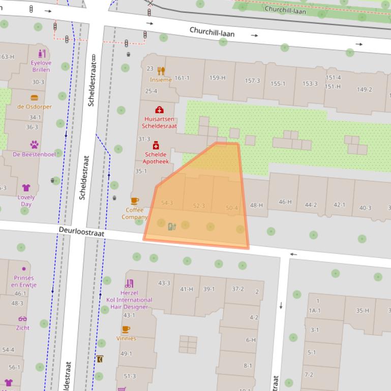 Kaart van postcodegebied 1078JD.