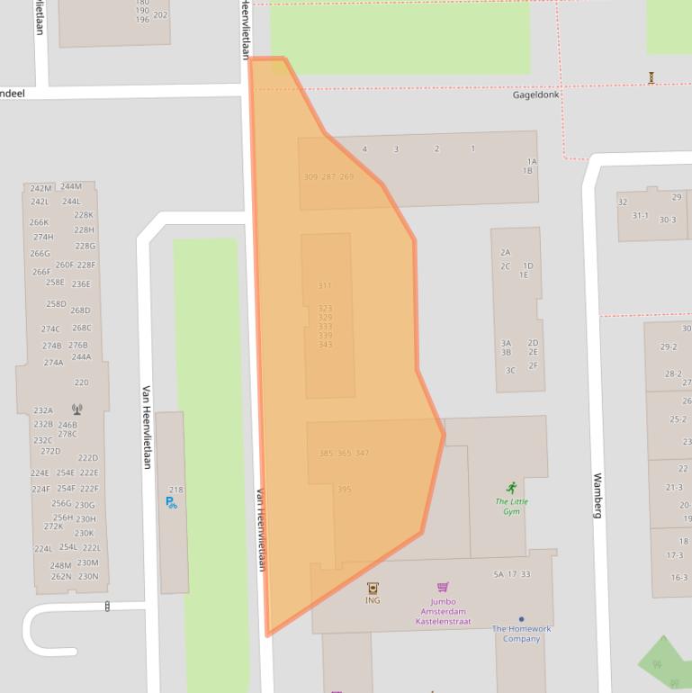 Kaart van postcodegebied 1083DD.