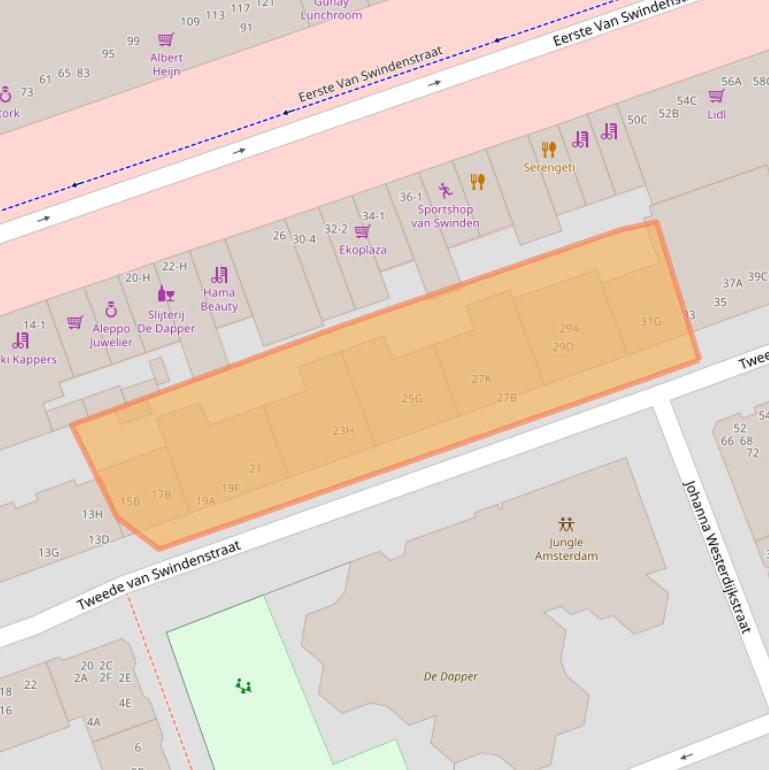 Kaart van postcodegebied 1093VG.