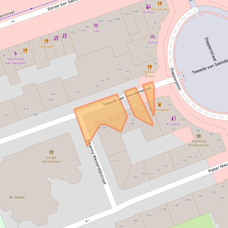 Kaart van postcodegebied 1093VV.