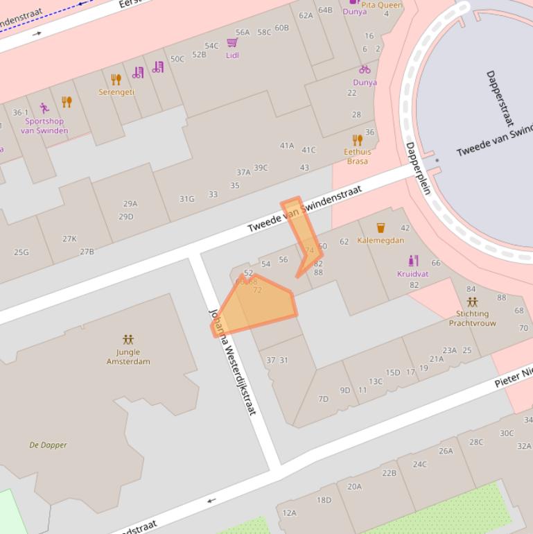 Kaart van postcodegebied 1093VW.